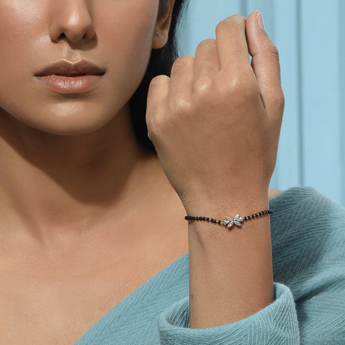 White Leaf Mangalsutra Bracelet