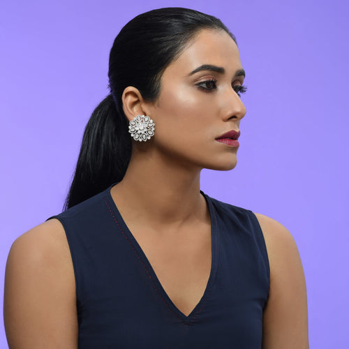 Oh So Luxe White Flower Ear Studs