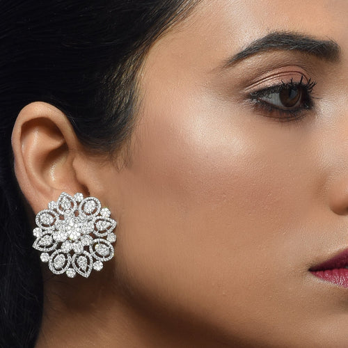 Oh So Luxe White Flower Ear Studs