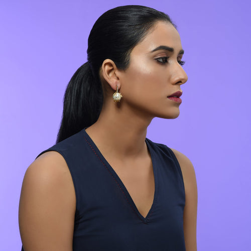 Oh So Luxe White Round Ear Studs