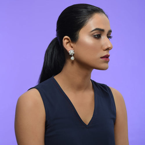 Oh So Luxe White Flower Studs