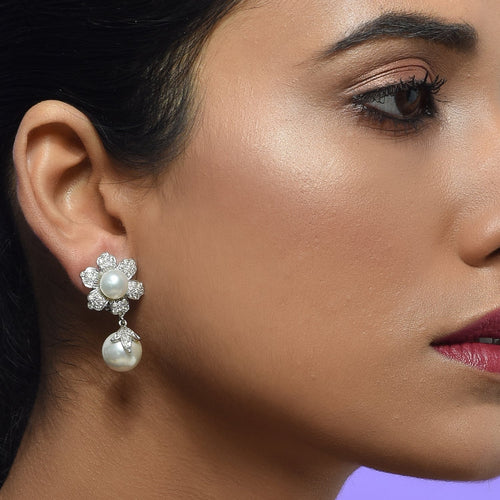 Oh So Luxe White Flower Studs