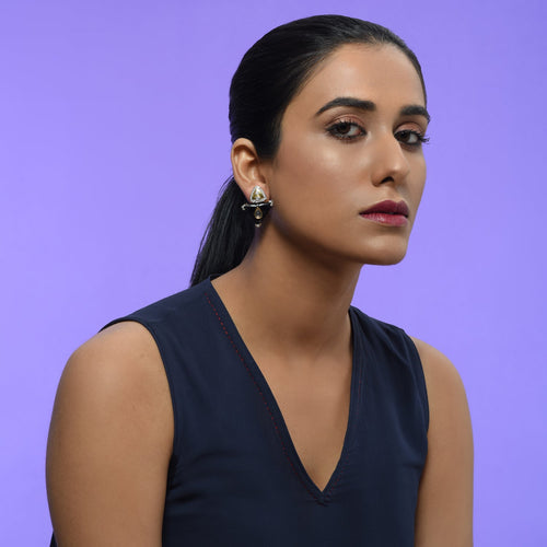 Oh So Luxe Silver & Gold Triangle Studs