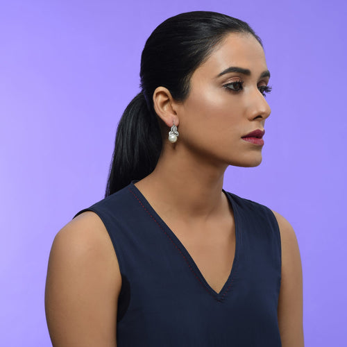 Oh So Luxe White Leaf Studs