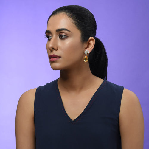 Oh So Luxe Yellow Drop Ear Studs